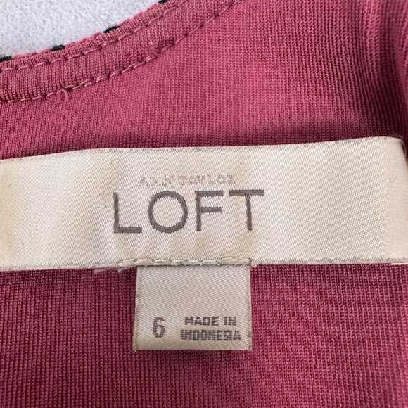 Ann Taylor Loft Striped Red & Black Sleeveless A-Line Dress Size 6 - Picture 5 of 9